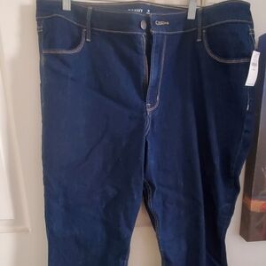 NWT Old Navy Womens High Rise Straight Leg Petite Jeans in Navy Blue